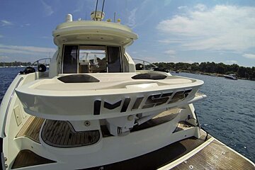 A boat with the word miss on the back of it