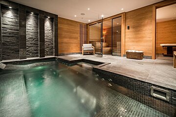 A spa with a swimming pool and a sauna