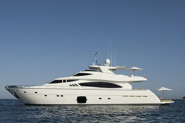 A large white yacht with the number 13 on the side