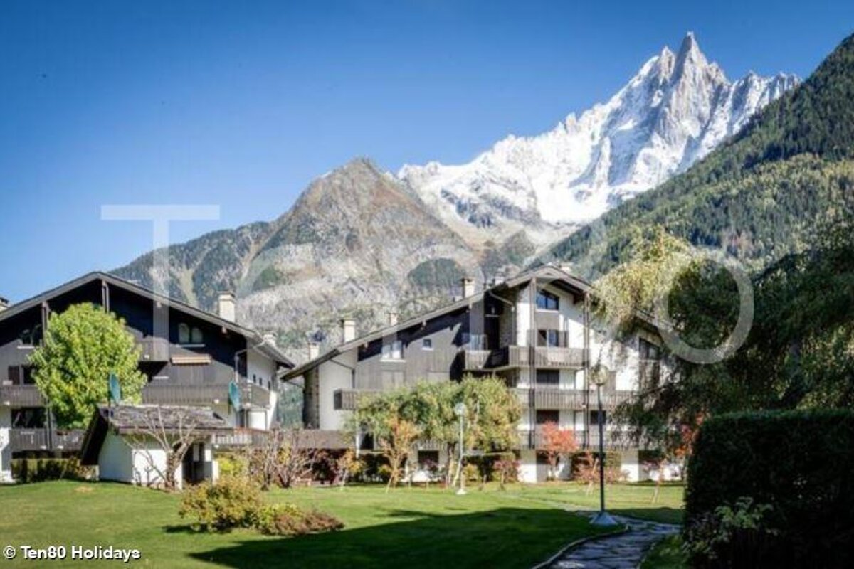 A row of houses with a mountain in the background