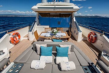 The front of a yacht called aicon 72 sl