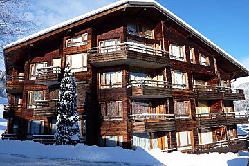 A large wooden building with a lot of windows and balconies