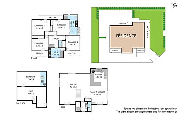 A floor plan of a house with the word residence at the top