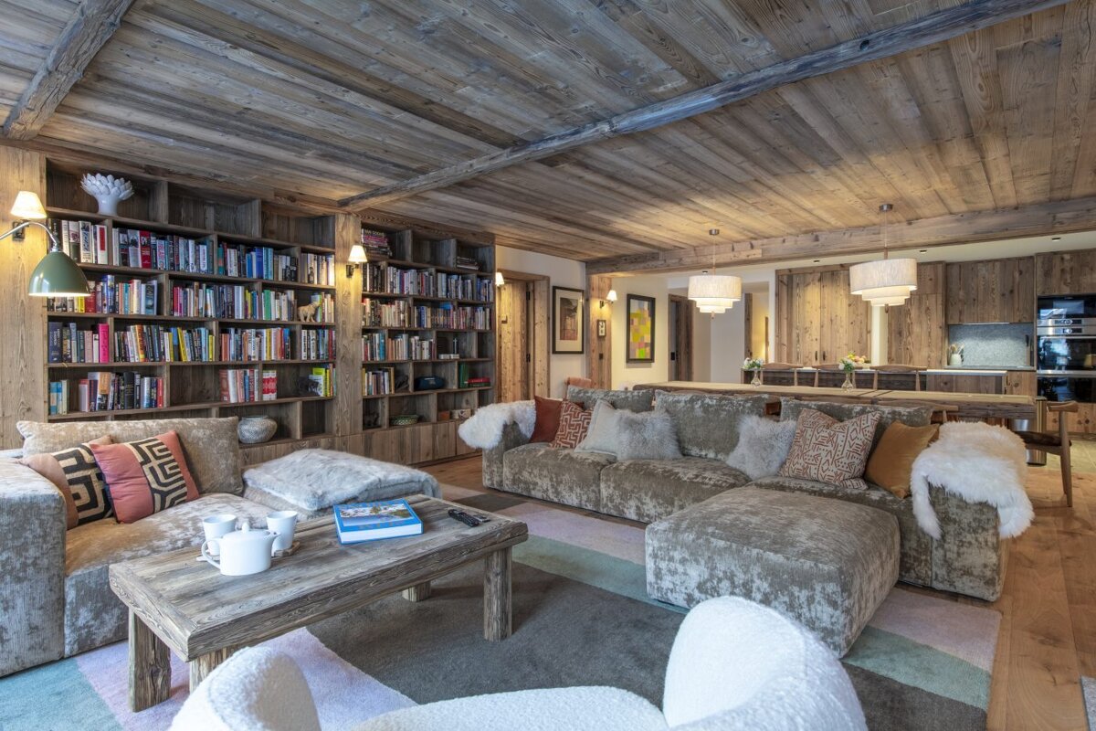 A living room with a couch and a coffee table