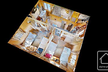 An aerial view of a house with the words cuisine appt sdd wc entree and chambre 4