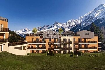 An artist 's impression of a building with mountains in the background