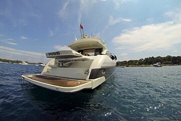 A boat with miss written on the side of it