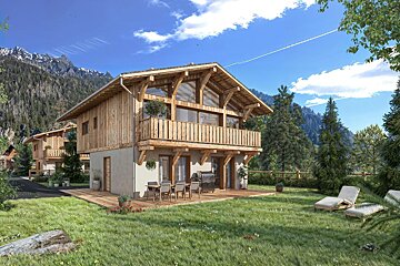 An artist 's impression of a house in the mountains