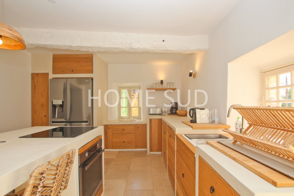 A kitchen that has the word home on it