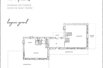 A black and white drawing of the ground floor of a house