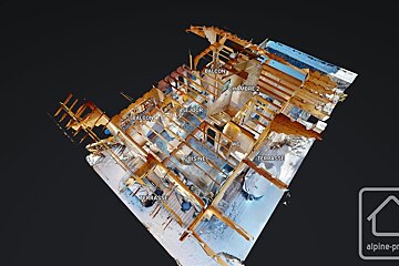 An aerial view of a house with balcony written on it
