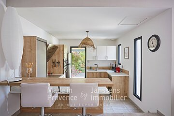 A kitchen with the words made in provence by immobilier