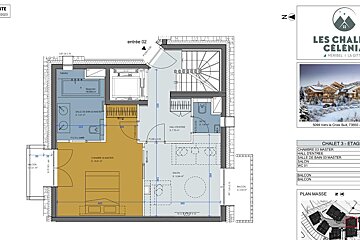 A floor plan of a chalet with the word les on it