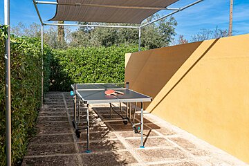 A ping pong table with a canopy over it