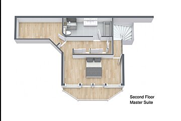 A floor plan of a second floor master suite