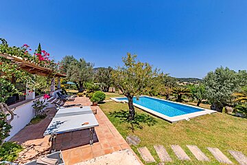A large swimming pool in the backyard of a house