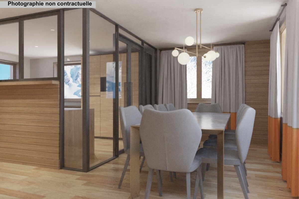 A drawing of a dining room with the words photographie non contractuelle above it