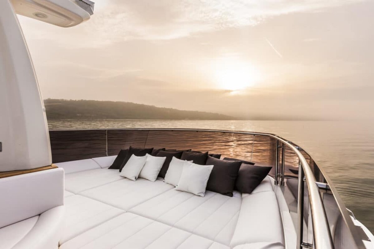 The sun is setting over a body of water