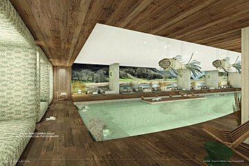 An artist 's impression of an indoor swimming pool