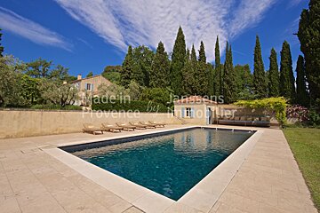 A large swimming pool with the words made in provence on the side