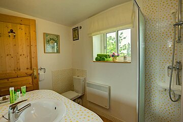A bathroom with a toilet a sink and a shower