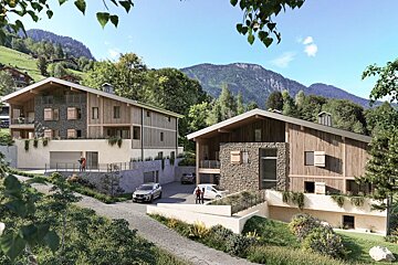 An artist 's impression of a house in the mountains