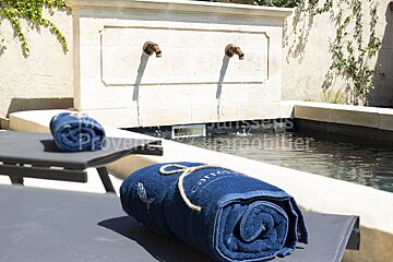 A blue towel with the word provence on it