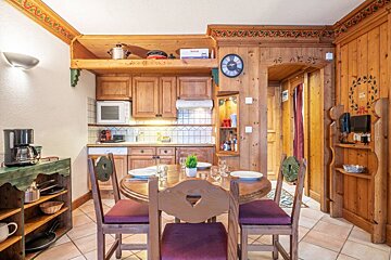 A kitchen with a clock on the wall that says 45 at st
