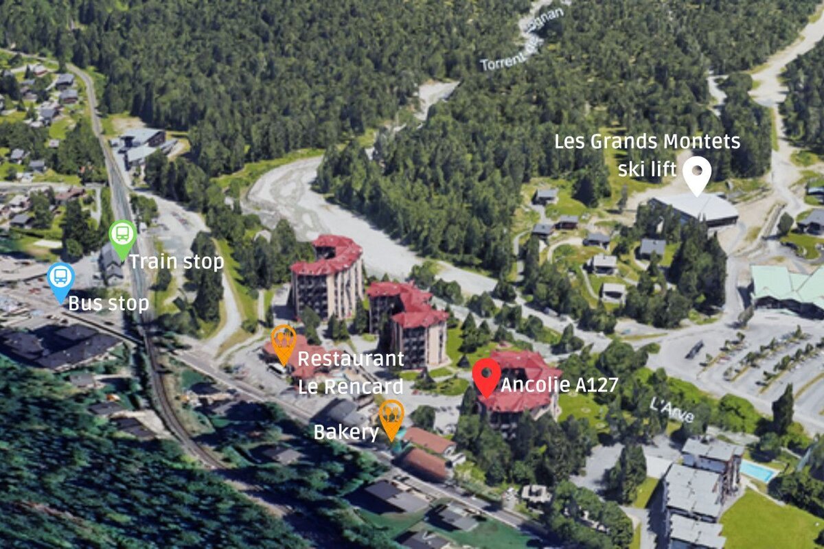 An aerial view of les grands montets ski lift