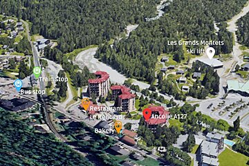 An aerial view of les grands montets ski lift