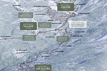 A map showing the location of the meribel centre