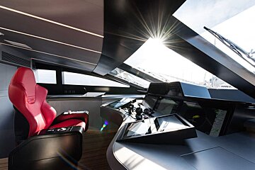 The sun is shining through the window of a boat