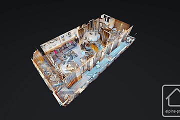 An aerial view of a house with the word balcony at the bottom