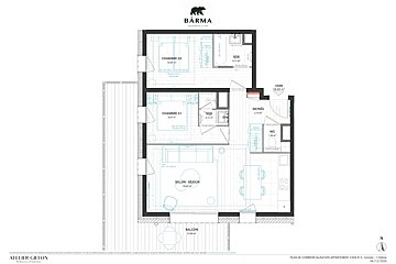 A floor plan of a house with the word barma on it