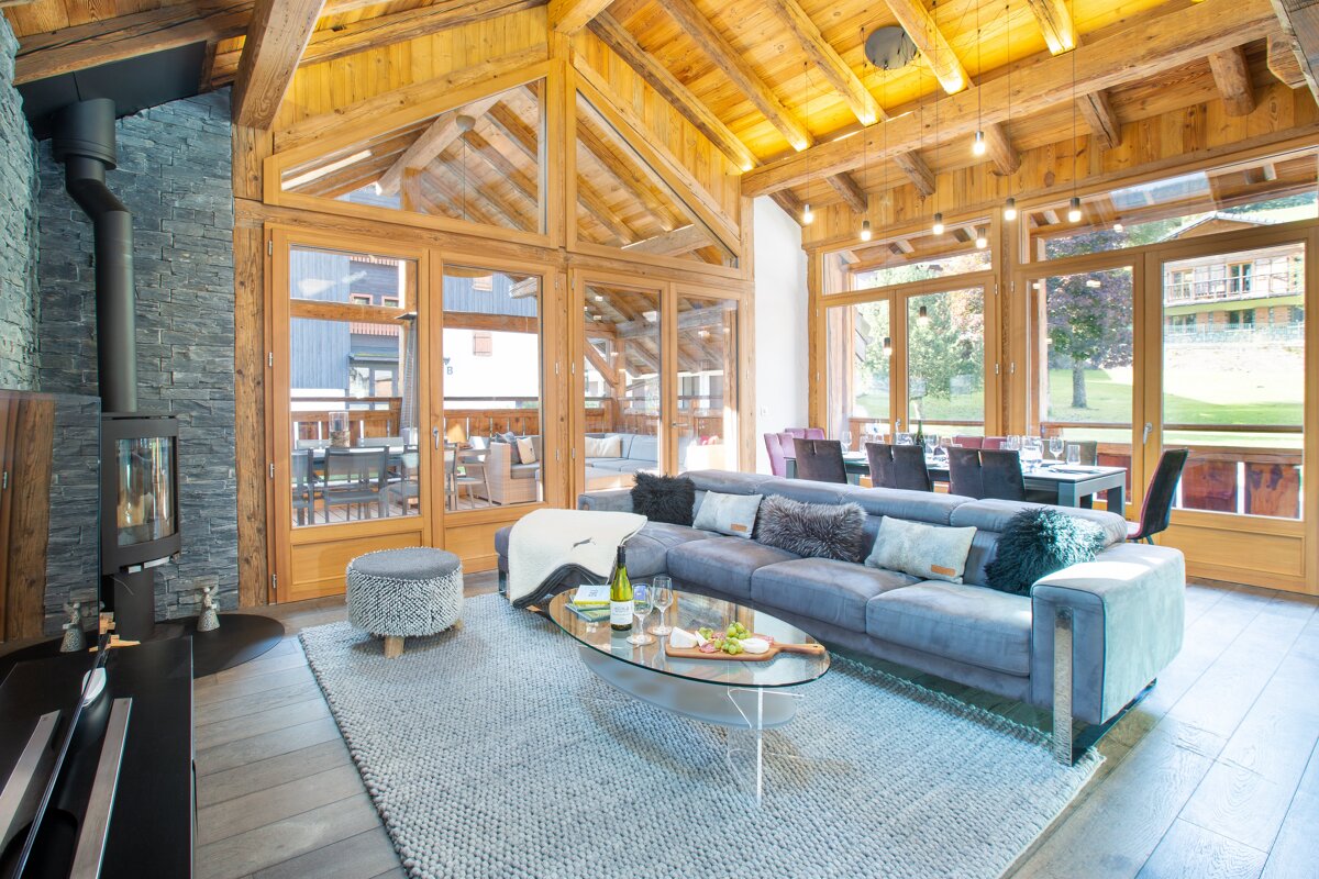 A living room with a couch and a coffee table