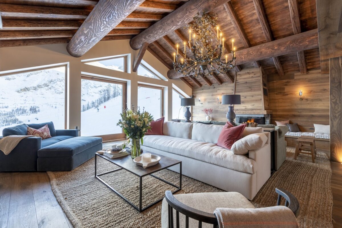 A living room with a couch and a coffee table