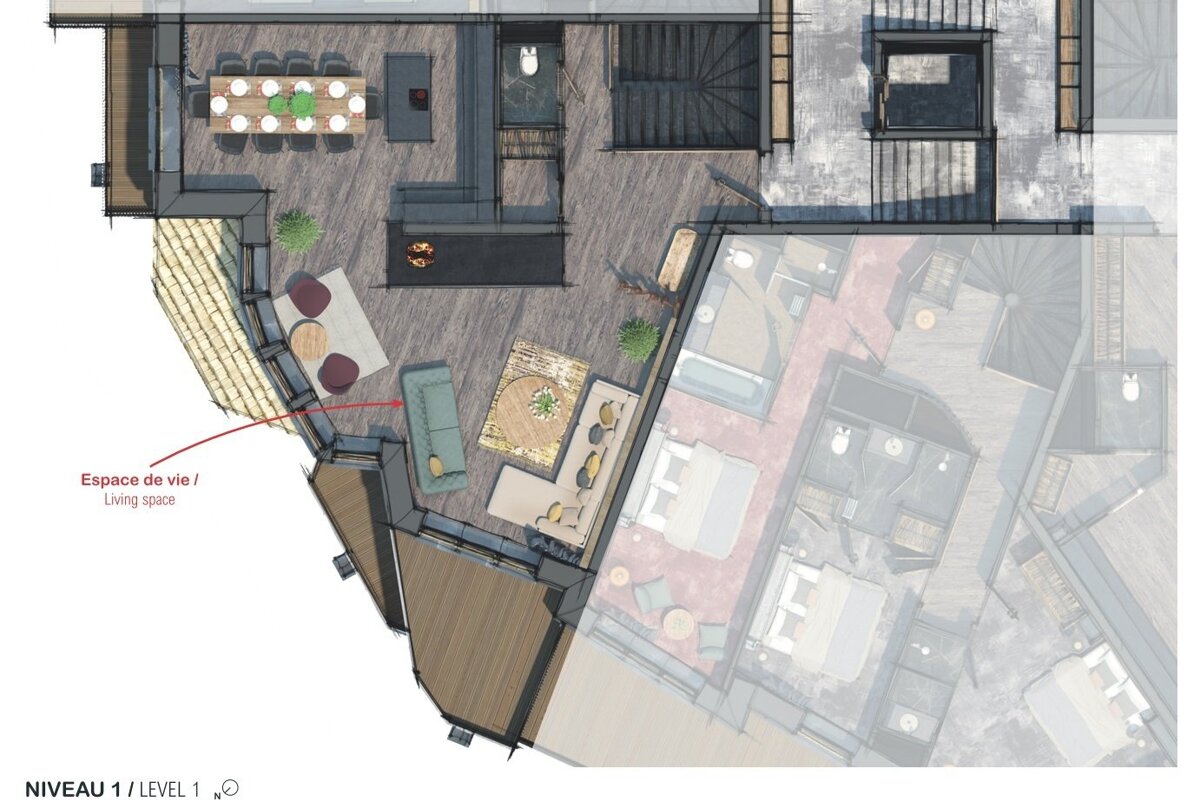 A floor plan of a house shows a living space
