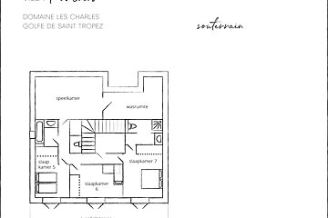 A black and white floor plan of a house called domaine les charles golfe de saint tropez