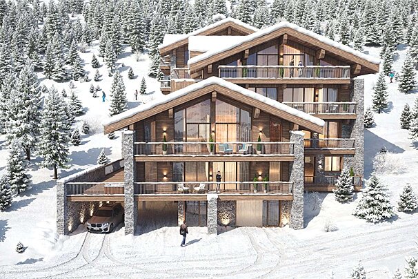 An artist 's impression of a house in the snow