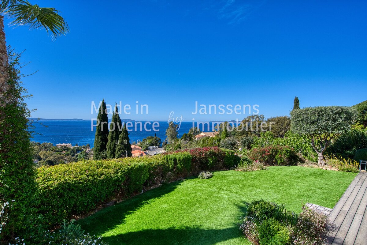 A picture of a garden with the words made in provence by janssens immobilier