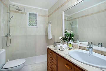 A bathroom with a toilet a sink and a shower