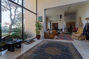 A living room with a rug and a sign that says atlantic