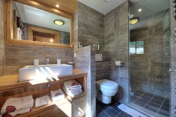 A bathroom with a toilet a sink and a mirror