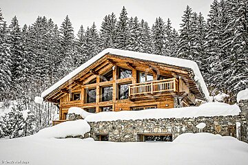 A photo of a snowy cabin taken by holidays