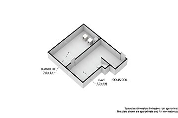 A 3d floor plan of a cave and buanderie