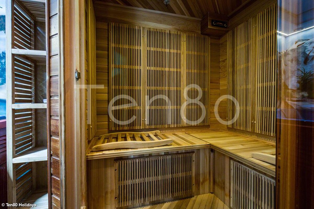 A photo of a wooden sauna taken by ten80 holidays