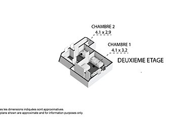 An isometric floor plan of a house with the words deuxieme etage at the bottom