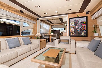 A living room with a painting on the wall