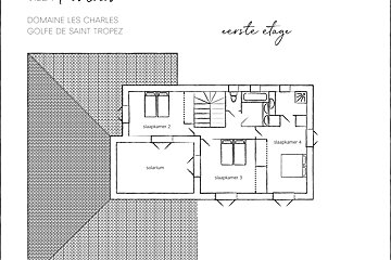 A black and white drawing of the first floor of a house