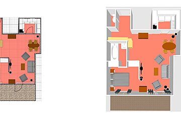 A snowy landscape with mountains in the background